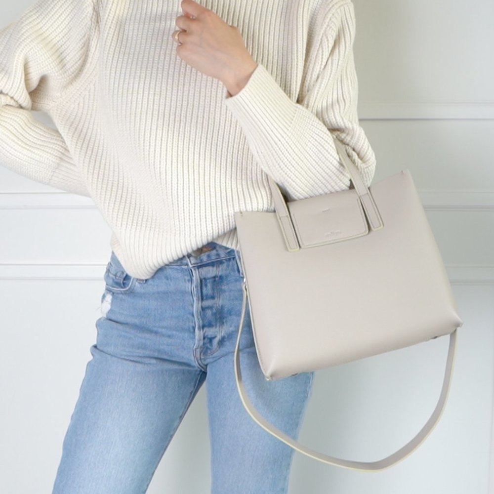 😍The Stella Genuine Leather Satchel Bag - Cream - Picture 2 of 14